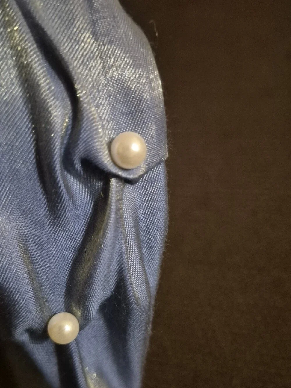 Girls Blue Satin Padded Headband with Pearl Accent By Headband-Serre SZ 13+